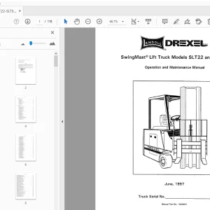 Drexel SwingMast Lift Truck SLT22 & SLT30 Operation & Maintenance Manual - PDF