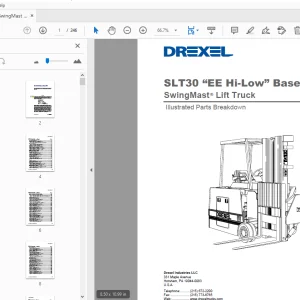 Drexel SwingMast Lift Truck SLT30 EE Hi-Low Base IPB Parts Manual - PDF