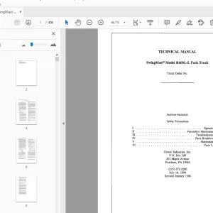 Drexel SwingMast R60SL-L Fork Truck Service & Parts Manual 1402527 - PDF