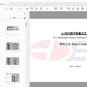 EP 16t Counterbalance Internal Combustion Forklift Truck Parts Manual - PDF