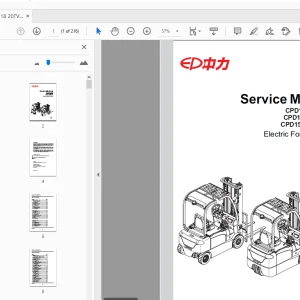 EP CPD15/18/20TV8 Electric Forklift Truck Service Manual - PDF