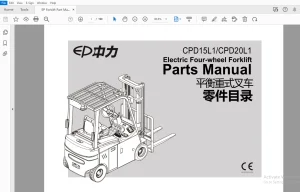 EP CPD15L1/CPD20L1 Electric Four-wheel Forklift Parts Manual - PDF