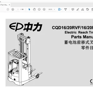 EP CQD16/20RVF/16/20RV Electric Reach Truck Parts Manual - PDF