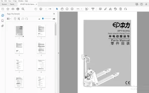 EP EPT18-EHJ Semi-electric Pallet Truck Parts Manual - PDF