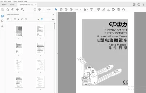 EP EPT20-13/15ET EPT20-13/15ETL Electric Pallet Truck Parts Manual - PDF
