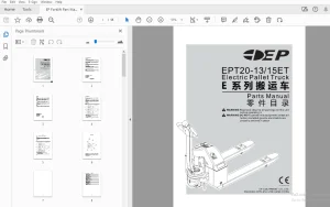 EP EPT20-13 15ET Electric Pallet Truck Parts Manual - PDF DOWNLOAD