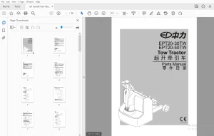 EP EPT20-30TW EPT20-50TW Tow Tractor Parts Manual - PDF