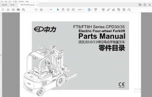 EP FT8/FT8H Series CPD30/35 Electric Four-wheel Forklift Parts Manual - PDF