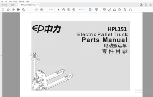 EP HPL151 Electric Pallet Truck Parts Manual  - PDF DOWNLOAD