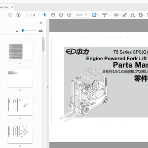 EP T8 Series CPC(Q)D15/18 Engine Powered Fork Lift Truck Parts Manual - PDF