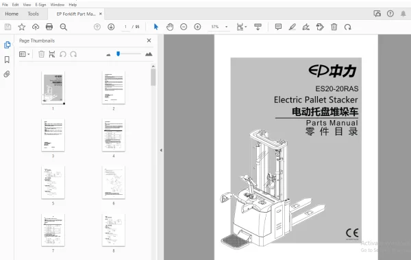 EP ES20-20RAS Electric Pallet Stacker Parts Manual – PDF – HeyDownloads ...