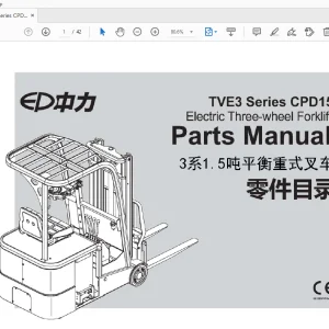 Ep TVE3 Series CPD15 Electric Three-wheel Forklift Parts Manual - PDF