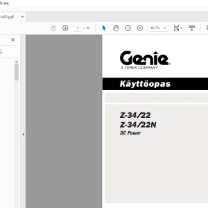 GENIE Lift Z-3422 Z-3422N DC Power Käyttöopas 1258814 - PDF DOWNLOAD (Finnish)
