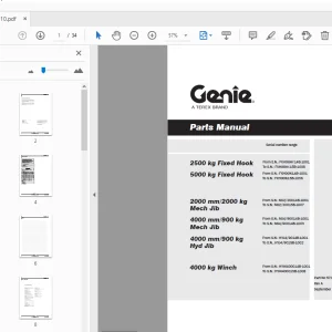 Genie 2500 kg Fixed Hook 5000 kg Fixed Hook Parts Manual 57.0701.9010 - PDF