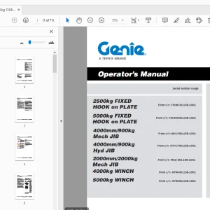 Genie 2500kg FIXED HOOK on PLATE 5000kg FIXED HOOK on PLATE Operator’s Manual - PDF