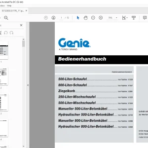Genie 500 Liter Schaufel 800 Liter Schaufel Bedienerhandbuch PDF