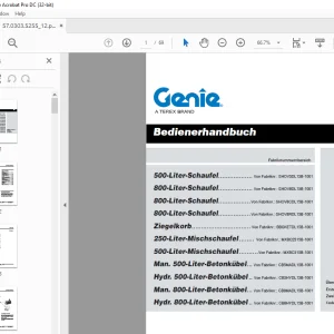 Genie 500-Liter-Schaufel 800-Liter-Schaufel Bedienerhandbuch PDF