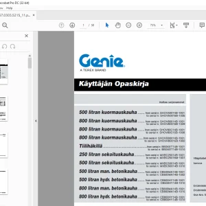 Genie 500 litran kuormauskauha 800 litran kuormauskauha Käyttäjän Opaskirja PDF