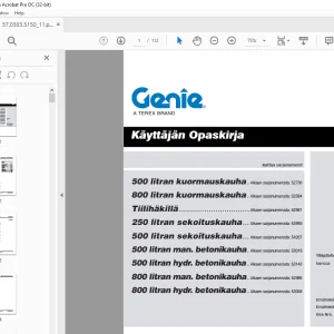 Genie 500 litran kuormauskauha 800 litran kuormauskauha PDF