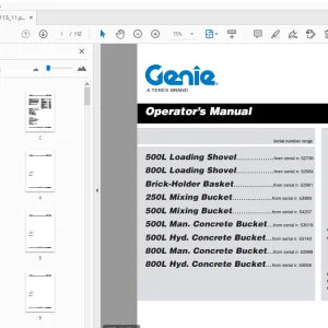 Genie 500L Loading Shovel 800L Loading Shovel Operator’s Manual - PDF