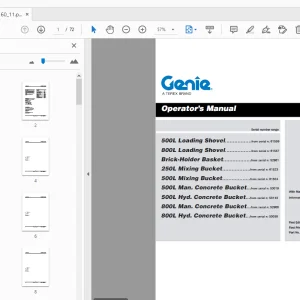Genie 500L Loading Shovel 800L Loading Shovel Operator’s Manual 57.0303.5160_11 - PDF
