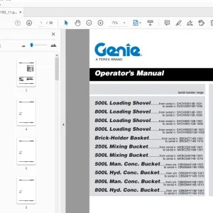 Genie 500L & 800L Loading Shovel Operation Manual PDF