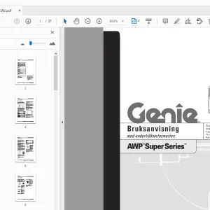 Genie AWP Super Series Bruksanvisning med underhållsinformation - PDF