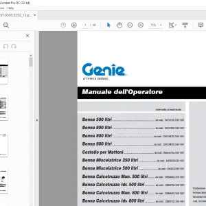 Genie Benna 500 litri Benna 800 litri Manuale dell'Operatore  - PDF DOWNLOAD
