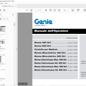 Genie Benna 500 litri Benna 800 litri Manuale dell'Operatore PDF