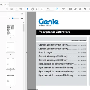 Genie Czerpak Załadowczy 500-litrowy Podręcznik Operatora 57.0303.5184_11 - PDF