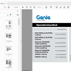 Genie FAST KROK på PLATTAN 2500 kg Operatörshandbok 57.0303.5228_12 - PDF