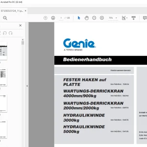 Genie FESTER HAKEN auf PLATTE WARTUNGS-DERRICKKRAN Bedienerhandbuch