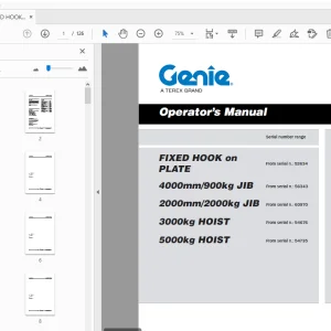 Genie FIXED HOOK on PLATE 4000mm/900kg JIB Operator’s Manual - PDF