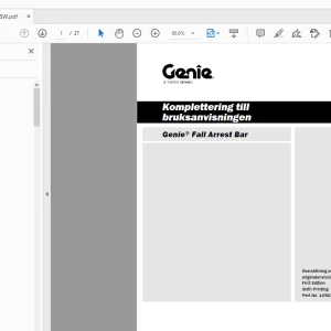 Genie Fall Arrest Bar Komplettering till bruksanvisningen 1256390SW - PDF