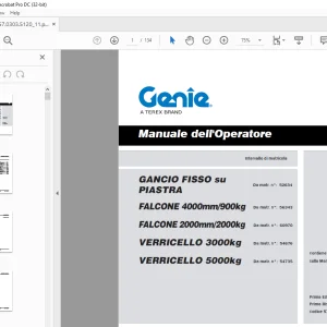 Genie GANCIO FISSO su PIASTRA FALCONE 4000mm/900kg Manuale dell'Operatore