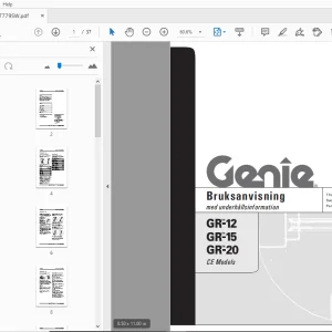 Genie GR-12 GR-15 GR-20 CE Models Bruksanvisning med underhållsinformation  - PDF