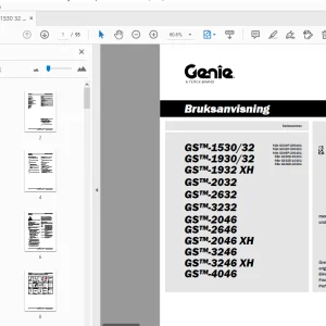 Genie GS-1530/32 GS-1930/32 GS-1932 XH GS-2032 GS-2632 Bruksanvisning 1307633SW - PDF