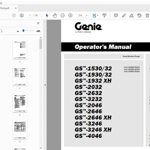 Genie GS-1530/32 GS-1930/32 GS-1932 XH GS-2032 GS-2632 GS-3232 Operator's Manual - PDF