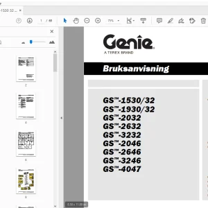 Genie GS-1530/32 GS-1930/32 GS-2032 GS-2632 Bruksanvisning 1261084SW - PDF