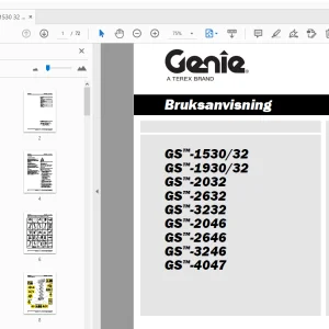Genie GS-1530/32 GS-1930/32 GS-2032 GS-2632 Bruksanvisning 1278042SW - PDF