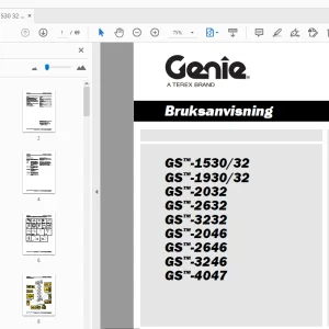 Genie GS-1530/32 GS-1930/32 GS-2032 GS-2632 GS-3232 Bruksanvisning 1270101SW