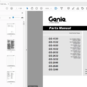 Genie GS-1530 GS-1532 GS-1930 GS-1932 GS-2032 GS-2632 Parts Manual 97384 - PDF