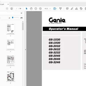 Genie GS-1530 GS-1930 GS-2032 GS-2632 GS-3232 GS-2046 Operator's Manual 114312 - PDF