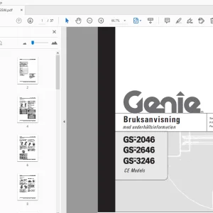 Genie GS-2046 GS-2646 GS-3246 CE Models Bruksanvisning med underhållsinformation - PDF