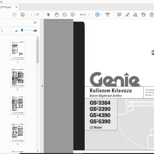 Genie GS-3384 GS-3390 GS-4390 GS-5390 CE Models Kullanım Kılavuzu Bakım Bilgileriyle birlikte - PDF