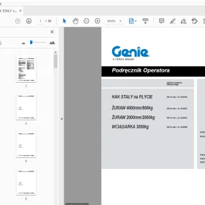 Genie HAK STAŁY na PŁYCIE ŻURAW 4000mm 900kg Podręcznik Operatora - PDF