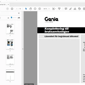 Genie Låsenhet för begränsad åtkomst Komplettering till bruksanvisningen - PDF
