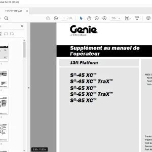 Genie Lift 13ft Platform S-45 XC S-45 XC TraX S-65 XC Supplément au manuel de l’opérateur