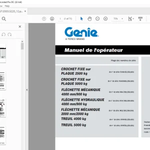 Genie Lift CROCHET FIXE sur PLAQUE 2500 kg Manuel de l'opérateur