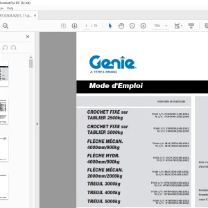 Genie Lift CROCHET FIXE sur TABLIER 2500kg CROCHET FIXE sur Mode d'Emploi